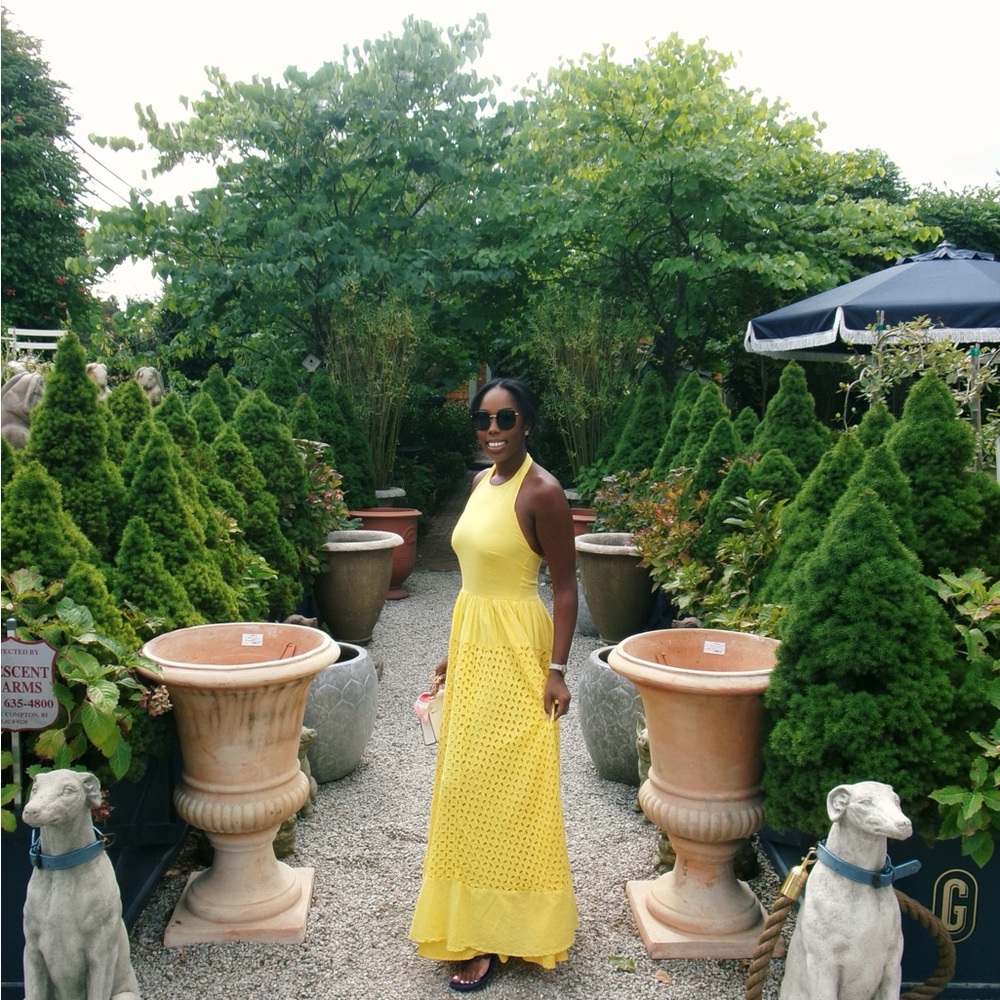 Elegant Yellow Halter Maxi Dress